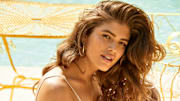 Valentina Sampaio was photographed by Ben Watts in Hollywood, Fla. Swimsuit by Maygel Coronel. Earrings by 8 Other Reasons.