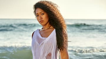 Naomi Osaka was photographed by Yu Tsai in Malibu, Calif. Dress by Di Pesta. Necklace by Khiry.