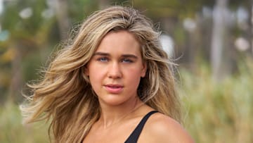 Ali Truwit was photographed by Ben Horton at The Boca Raton. Swimsuit by Norma Kamali.