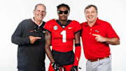 Jae Lamar with Mike Bobo and Kirby Smart 