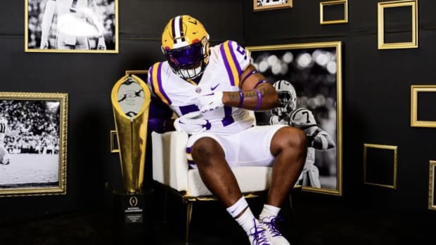 LSU commitment Carius Curne on his official visit to LSU football in June.