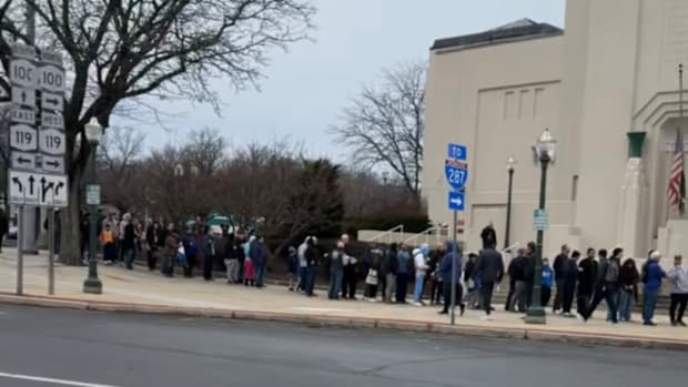 The line waiting to get into the show was wrapped around the building