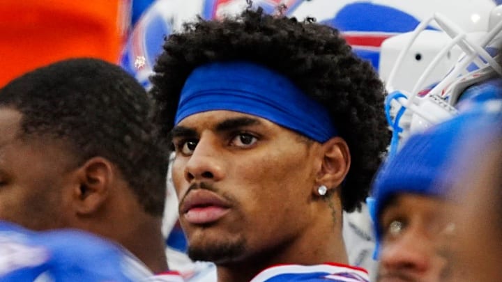 Buffalo Bills wide receiver Keon Coleman (0) watches the play on the Jumbotron during second half action at the Bills home game against the New York Jets at Highmark Stadium in Orchard Park on Dec. 29, 2024. Buffalo Bills wide receiver Keon Coleman (0) watches the play on the Jumbotron during second half action at the Bills home game against the New York Jets at Highmark Stadium in Orchard Park on Dec. 29, 2024.