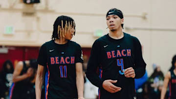 JJ Crawford (left) and Tyran Stokes played together for the first time this past week for Rainier Beach (WA).