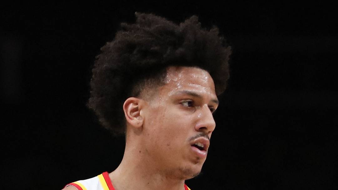 Mar 30, 2026; Atlanta, Georgia, USA; Atlanta Hawks forward Jalen Johnson (1) controls the ball against the Boston Celtics in the second half at State Farm Arena. Mandatory Credit: Mady Mertens-Imagn Images