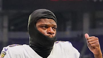 Baltimore Ravens quarterback Lamar Jackson leaves the field after the game against the Minnesota Vikings.