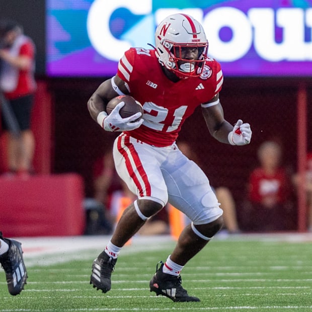 Nebraska running back Emmett Johnson gains two yards on this catch against Northern Iowa.