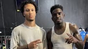 Quanell X Farrakhan Jr.  poses at a workout with Miami Dolphins wide receiver Tyreek Hill in the Houston area on Monday. 