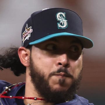 American League pitcher Andres Munoz (75) of the Seattle Mariners pitches in the eighth inning during the 2025 MLB All Star Game at Truist Park on July 15. 