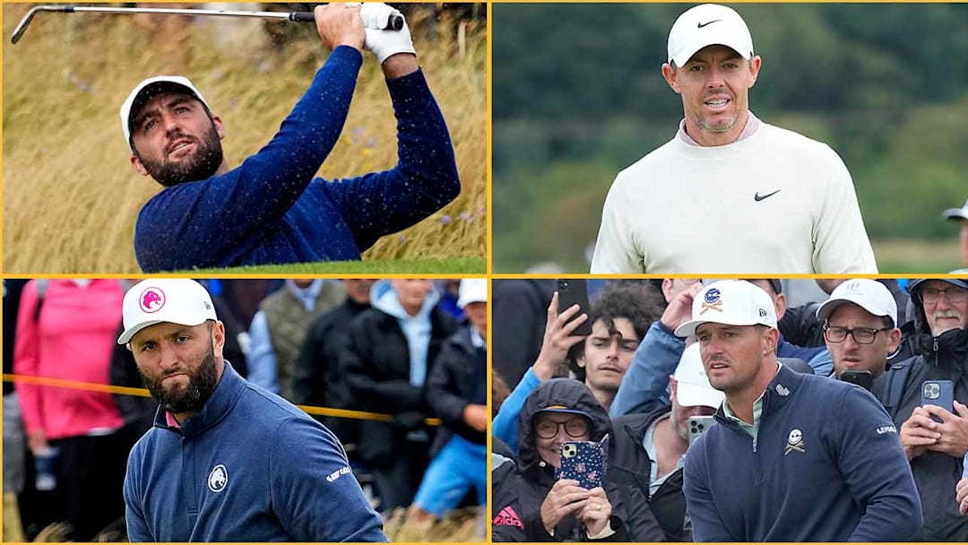 Key players (clockwise from top-left): Scottie Scheffler, Rory McIlroy, Bryson DeChambeau and Jon Rahm.