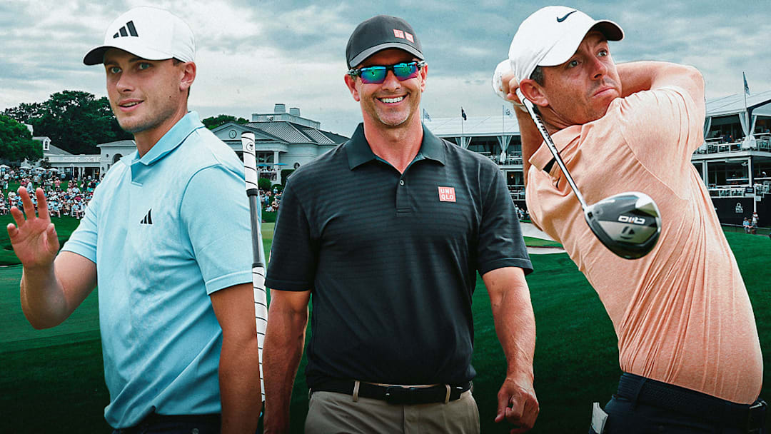 Ludvig Aberg (left), Adam Scott (center) and Rory McIlroy (right) are among our betting picks for this week's Truist Championship. 