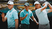 Ludvig Aberg (left), Collin Morikawa (center) and Tommy Fleetwood (right) are among this week's picks to win The Players Championship. 