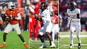 Ward (left) and Hunter (right) seem to be locks to go in the top five of the NFL draft, while Sanders's projection has been all over the place.