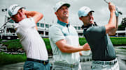 Justin Thomas (left), Bryson DeChambeau (center) and Rory McIlroy (right) are among our outright betting picks to win the PGA Championship. 