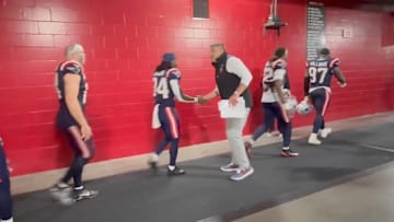 Patriots coach Mike Vrabel was so fired up after his team's big win over the Buccaneers on Sunday.