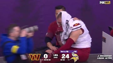 A mic'd up Zach Ertz was crying after suffering an ACL injury in the Commanders' loss to the Vikings.