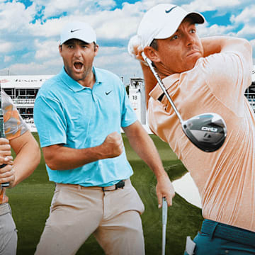 Wyndham Clark (left), Scottie Scheffler (center) and Rory McIlroy are among the betting picks for the Houston Open. 
