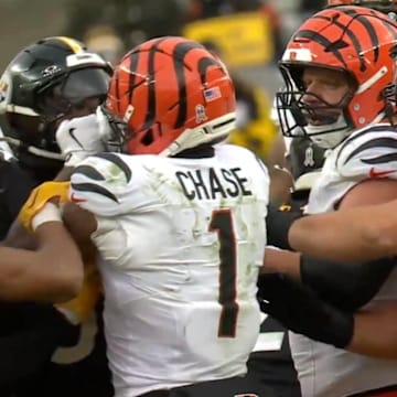 Steelers' Jalen Ramsey was ejected for throwing a punch during Sunday's game against the Bengals.