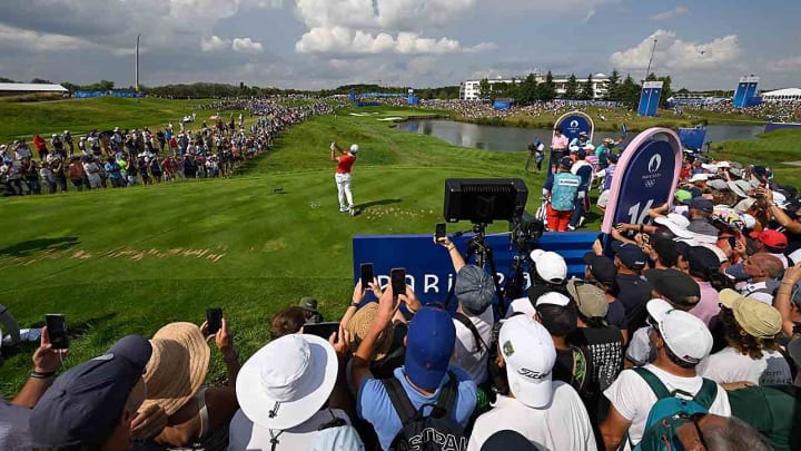 Collin Morikawa and the rest of the field played in front of large crowds in the first round at Le Golf National.