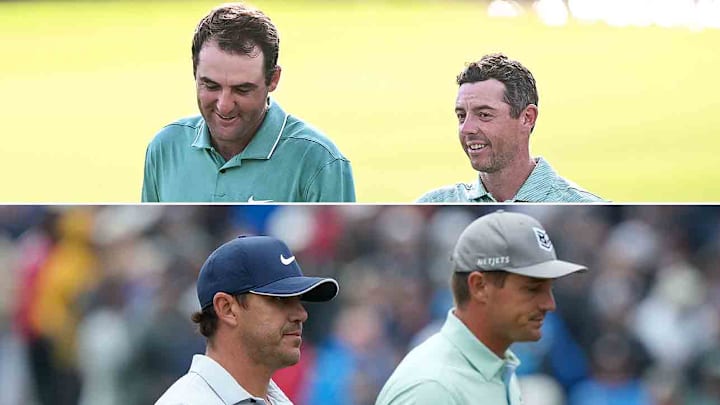 Scottie Scheffler and Rory McIlroy will play Brooks Koepka and Bryson DeChambeau on Dec. 17 in Las Vegas. Scottie Scheffler and Rory McIlroy will play Brooks Koepka and Bryson DeChambeau on Dec. 17 in Las Vegas.