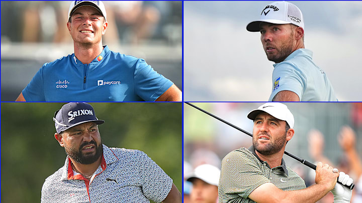 In the hunt: Hovland, Burns, Scheffler and Spaun.
