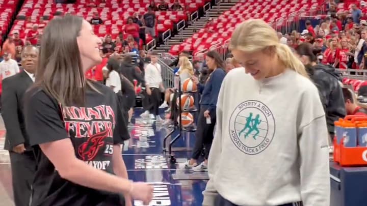 Sophie Cunningham and Caitlin Clark were all smiles ahead of the Fever's home playoff matchup against the Dream on Tuesday night.