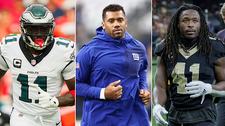 Eagles WR A.J. Brown, Giants backup QB Russell Wilson and Saints RB Alvin Kamara could be three potential trade targets. Eagles WR A.J. Brown, Giants backup QB Russell Wilson and Saints RB Alvin Kamara could be three potential trade targets.