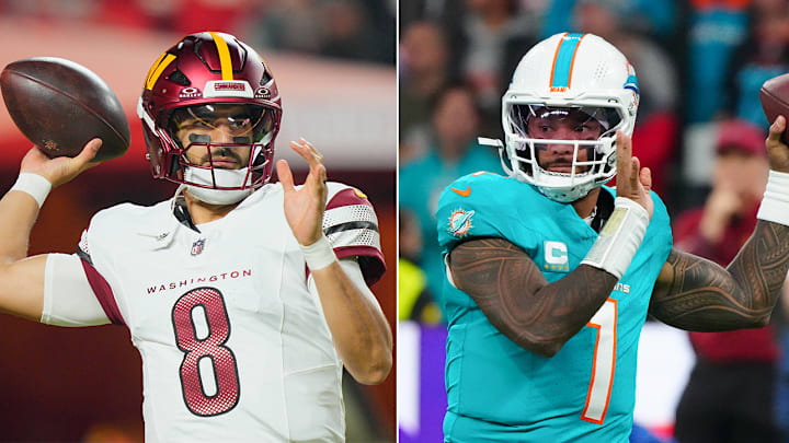 Tua Tagovailoa and the Dolphins defeated Marcus Mariota and the Commanders in Spain on Sunday.