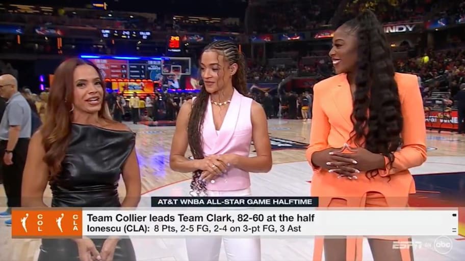 ESPN reporter Elle Duncan delivers her analysis of the 2025 WNBA All-Star game between Team Clark and Team Collier.  | Screengrab on Twitter/ @awfulannouncing