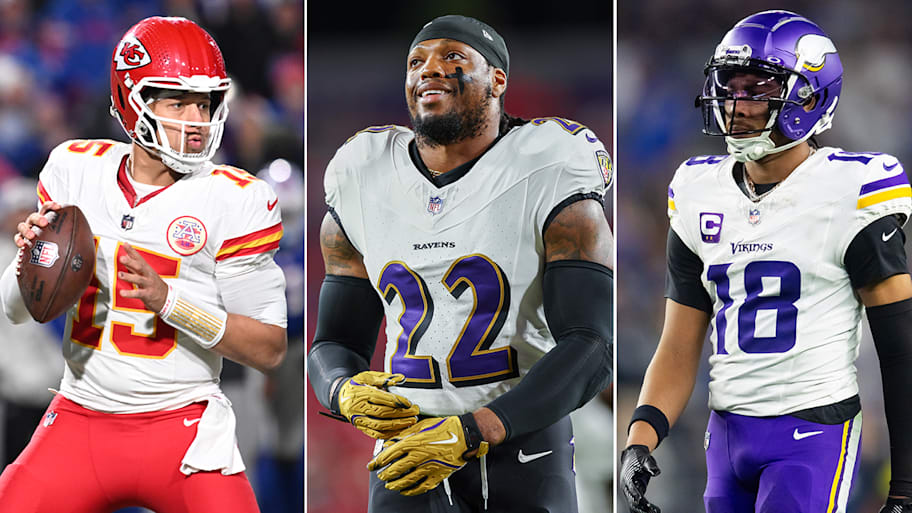 Patrick Mahomes, Derrick Henry and Justin Jefferson have been stars of the past five years, but who will be on top when we get to 2030? | Mark Konezny/Imagn Images (Mahomes); Nathan Ray Seebeck/Imagn Images (Henry); Mark J. Rebilas/Imagn Images (Jefferson)