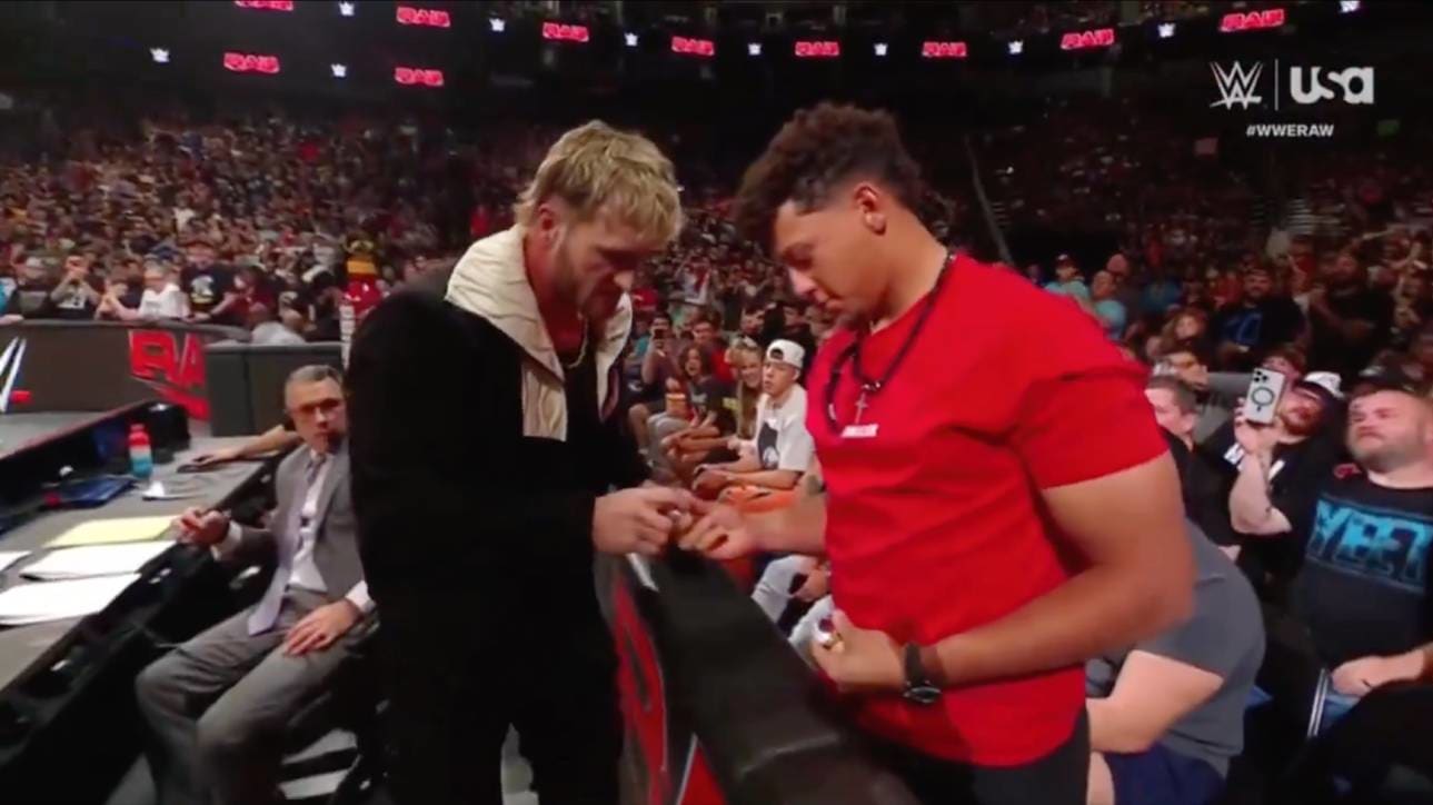 Patrick Mahomes Lent His Super Bowl Rings to Logan Paul Mid-Fight on WWE 'Raw'