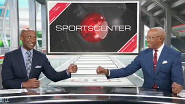 Longtime 'SportsCenter' anchor Jay Harris received a warm welcome in his first show back since undergoing prostate cancer surgery.