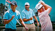 Collin Morikawa (left), Scottie Scheffler (center) and Keegan Bradley (right) are among the outright betting picks to win this week's U.S. Open at Oakmont. 