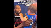 Rockets star Kevin Durant had a sweet interaction with one Thunder fan during Durant's season debut against his former team on Tuesday night.