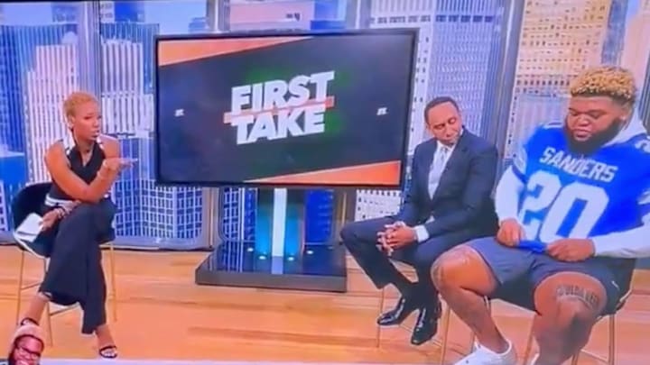 ESPN analyst Monica McNutt mistook Druski's Barry Sanders jersey for a Shedeur Sanders jersey in an unfortunate on-air goof.