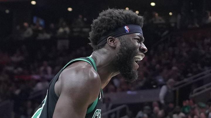 Apr 5, 2026; Boston, Massachusetts, USA; Boston Celtics center Neemias Queta (88) reacts to dunking the ball against the Toronto Raptors during the first half at TD Garden. Mandatory Credit: Gregory Fisher-Imagn Images