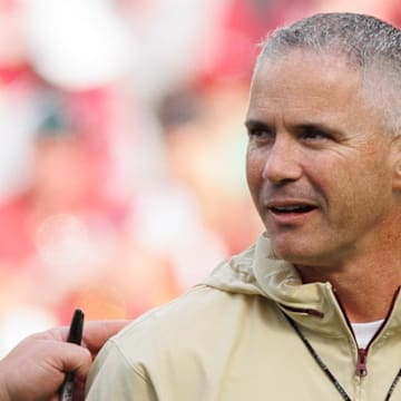 Aug 24, 2024; Dublin, IRL; Georgia Tech head coach Brent Key and Florida State University head coach Mike Norvell before the game at Aviva Stadium. Mandatory Credit: Tom Maher/INPHO via Imagn Images