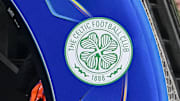 Celtic FC logo during the UEFA Champions League 2024 25 League Knockout Play off Second Leg match between FC Bayern München and Celtic FC at Allianz Arena on February 18, 2025 in Munich, Germany Photo by Harry Langer DeFodi Images Defodi 541 FCBCEL0250218 400 Defodi-541