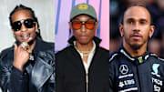 A$AP Rocky, Pharrell Williams and Lewis Hamilton