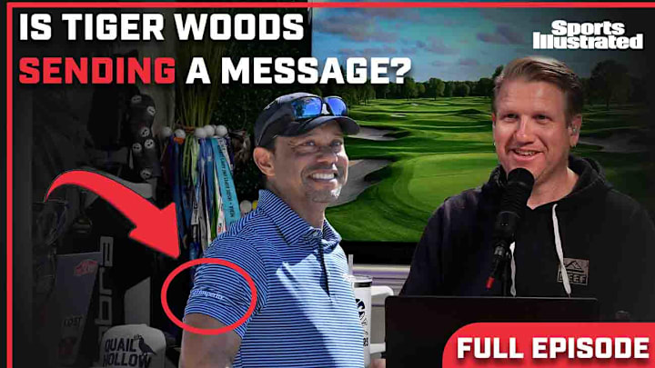 Tiger Woods's new sleeve logo caught Dan Evans' attention.
