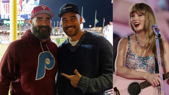 Jason Kelce, Travis Kelce and Taylor Swift