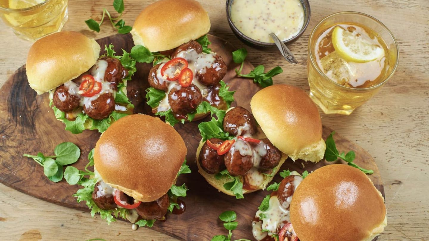 Get game day ready with St. Pierre's Buffalo Meatball Sliders