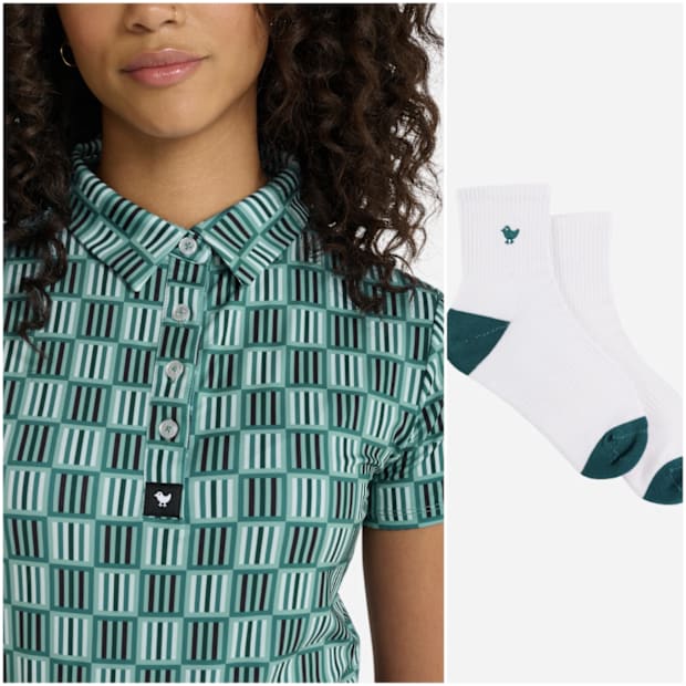 Bad Birdie Greens In Reg Performance polo top and socks