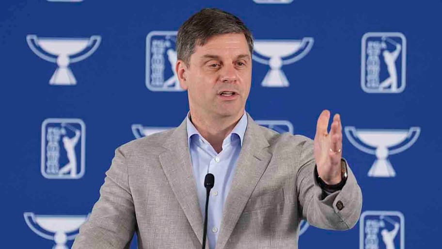 Brian Rolapp met with the media Wednesday at East Lake and outlined his vision for the PGA Tour's future. | Tracy Wilcox/Getty Images