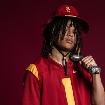 Corey Simms on a visit to USC