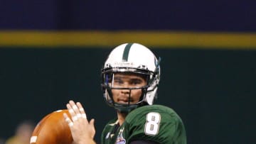 December 20, 2008; St. Petersburg FL, USA; South Florida quarterback Matt Grothe (8) throws the ball during the first half of the 2008 St. Pete Bowl against the Memphis Tigers at Tropicana Field. Mandatory Credit: Kim Klement-USA TODAY Sports