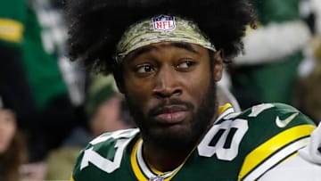Green Bay Packers wide receiver Romeo Doubs (87) leaves the field in the fourth quarter against the Philadelphia Eagles during their football game Monday, November 10, 2025, at Lambeau Field in Green Bay, Wisconsin.