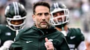 Michigan State's defensive coordinator Joe Rossi runs to the locker room before the game against Penn State on Saturday, Nov. 15, 2025, at Spartan Stadium in East Lansing.