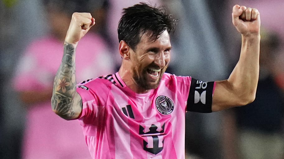 Lionel Messi celebrating.