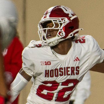 Indiana's Jamari Sharpe defends a pass during the Indiana football spring game Thursday, April 17, 2025, at Memorial Stadium.